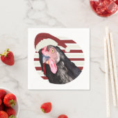 Grappige Kerst Kip Rode en witte strepen Servet (Insitu)