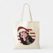 Grappige Kerst Kip Rode en witte strepen Tote Bag (Achterkant)