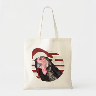 Grappige Kerst Kip Rode en witte strepen Tote Bag