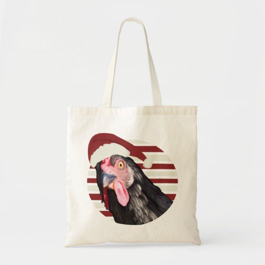 Grappige Kerst Kip Rode en witte strepen Tote Bag (Voorkant)