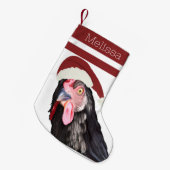 Grappige Kerst Kip Rode Strepen Kleine Kerstsok (Voorkant (Hangend))