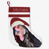 Grappige Kerst Kip Rode Strepen Kleine Kerstsok (Voorkant)