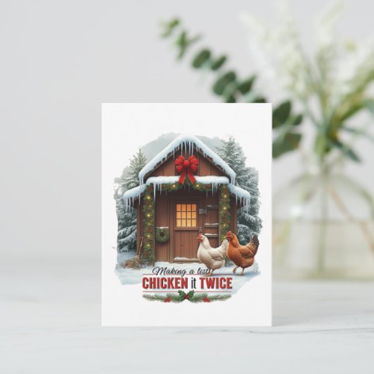 Grappige kerst kip woord kunst boerderij feestdagenkaart (Staand voorkant)