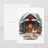 Grappige kerst kip woord kunst boerderij feestdagenkaart (Voorkant / Achterkant)