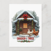 Grappige kerst kip woord kunst boerderij feestdagenkaart (Voorkant)