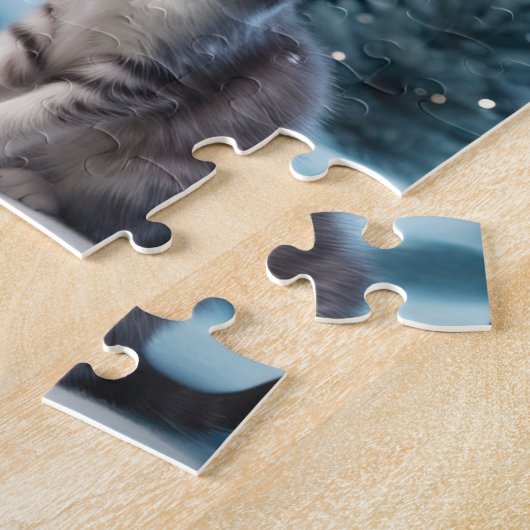 Grappige kerst Kittens op Gold Stand Legpuzzel (Zijkant)