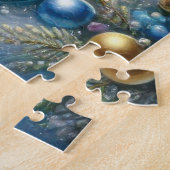 Grappige kerst kleine witte eenhoorn legpuzzel (Zijkant)