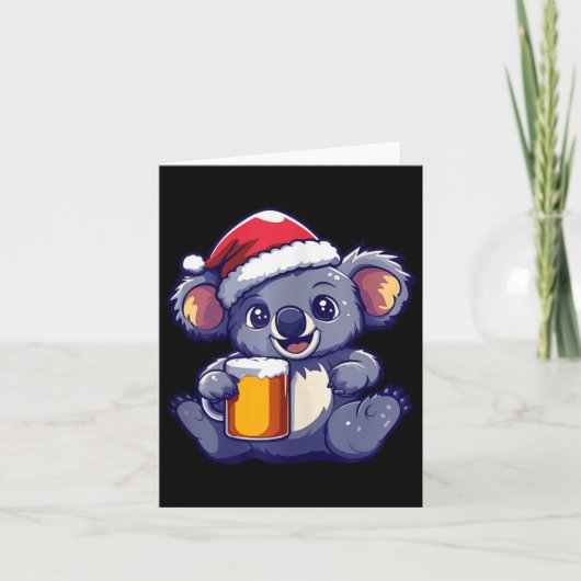 Grappige kerst koala met bier strip kaart (Voorkant)