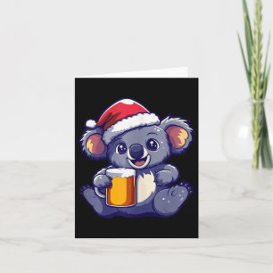 Grappige kerst koala met bier strip kaart