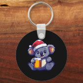 Grappige kerst koala met bier strip sleutelhanger (Voorkant)