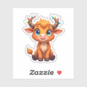 Grappige Kerst Koe Lichten Jongens Meisjes Schatti Sticker (Vel)