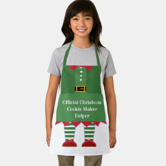 Grappige Kerst Koekjesmaker Helper Elf Groen Rood Schort (Insitu)