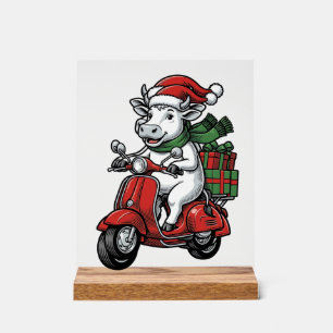 Grappige Kerst Koerijdende Scooter Vintage Design_ Acryl Bord