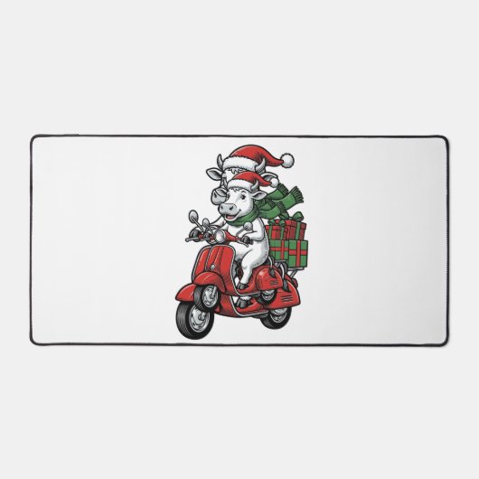 Grappige Kerst Koerijdende Scooter Vintage Design_ Bureaumat (Voorkant)