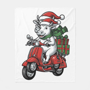 Grappige Kerst Koerijdende Scooter Vintage Design_ Fleece Deken