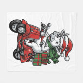 Grappige Kerst Koerijdende Scooter Vintage Design_ Fleece Deken (Voorkant (Horizontaal))