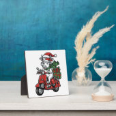 Grappige Kerst Koerijdende Scooter Vintage Design_ Fotoplaat (Insitu)