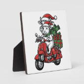 Grappige Kerst Koerijdende Scooter Vintage Design_ Fotoplaat (Voorkant)