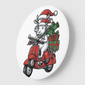 Grappige Kerst Koerijdende Scooter Vintage Design_ Grote Klok (Hoek)