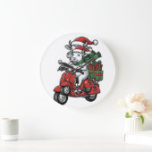 Grappige Kerst Koerijdende Scooter Vintage Design_ Grote Klok (Huis)