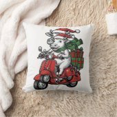 Grappige Kerst Koerijdende Scooter Vintage Design_ Kussen (Deken)