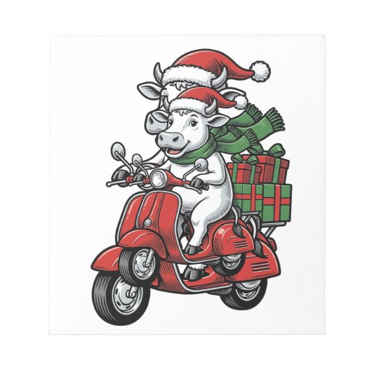 Grappige Kerst Koerijdende Scooter Vintage Design_ Notitieblok (Voorkant)