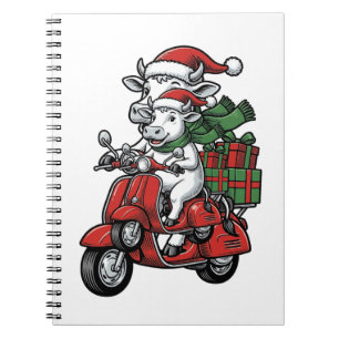 Grappige Kerst Koerijdende Scooter Vintage Design_ Notitieboek