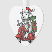 Grappige Kerst Koerijdende Scooter Vintage Design_ Ornament (voorkant)