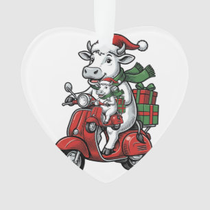 Grappige Kerst Koerijdende Scooter Vintage Design_ Ornament