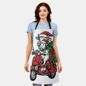 Grappige Kerst Koerijdende Scooter Vintage Design_ Schort (Gedragen)