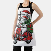 Grappige Kerst Koerijdende Scooter Vintage Design_ Schort (Insitu)