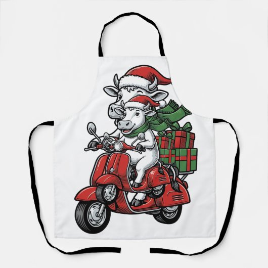 Grappige Kerst Koerijdende Scooter Vintage Design_ Schort (Voorkant)