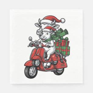 Grappige Kerst Koerijdende Scooter Vintage Design_ Servet