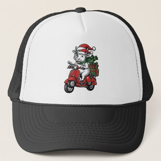 Grappige Kerst Koerijdende Scooter Vintage Design_ Trucker Pet (Voorkant)