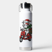 Grappige Kerst Koerijdende Scooter Vintage Design_ Waterfles (Voorkant)
