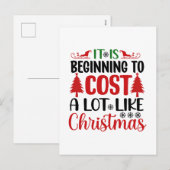 Grappige kerst kost kunst feestdagenkaart (Voorkant / Achterkant)