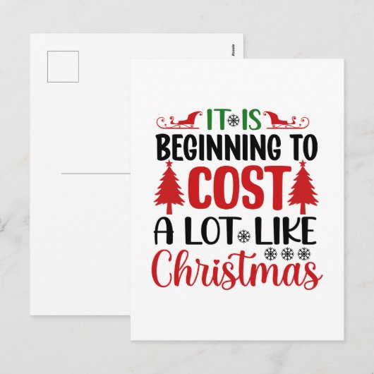 Grappige kerst kost kunst feestdagenkaart (Voorkant / Achterkant)