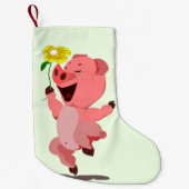 Grappige kerst kous met varken kleine kerstsok (Voorkant)
