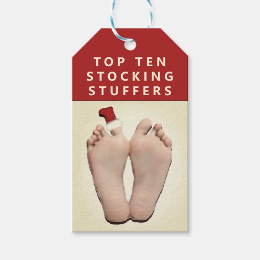 Grappige kerst kous Stuffers Cadeaulabel (Voorkant)