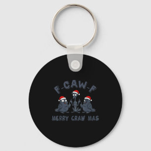 Grappige Kerst Kraai Grafiek – F-caw-f Prettig Cra Sleutelhanger