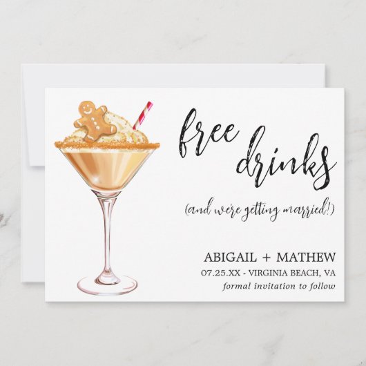 Grappige Kerst Krenten Martini Foto Bruiloft Save The Date (Voorkant)