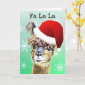 Grappige kerst la la lama vakantie kaart (Gele Bloem)