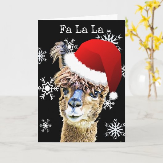 Grappige Kerst La La Llama Feestdagen Kaart (Gele Bloem)