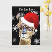 Grappige kerst La La Llama vakantie Kaart (Gele Bloem)