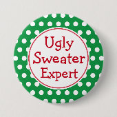 Grappige Kerst Lelijke Trui Expert Button Pin (Voorkant)
