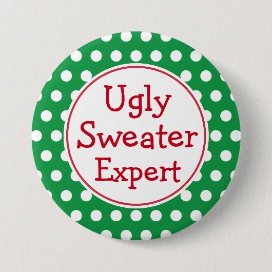 Grappige Kerst Lelijke Trui Expert Button Pin (Voorkant)