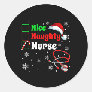 Grappige Kerst Leuke Naughty Nurse Scrub Top Manne Ronde Sticker