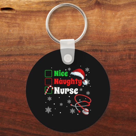 Grappige Kerst Leuke Naughty Nurse Scrub Top Manne Sleutelhanger (Voorkant)