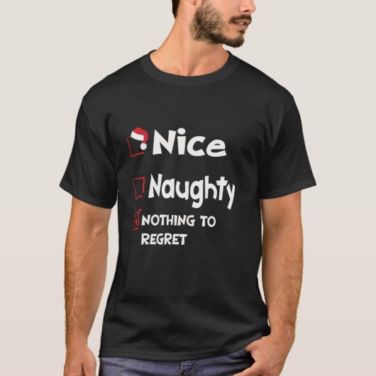 Grappige kerst leuke stoute checklist kerstmis t-shirt (Voorkant)