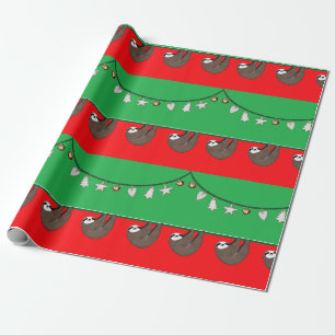Grappige Kerst Luiaard Cadeaupapier